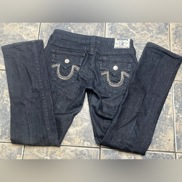Vintage true religion made USA size 27 straight dark deep blue y2K jeans… - Picture 3 of 15